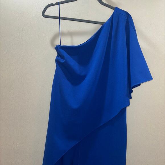 Adrianna Papell Jumpsuit- Royal Blue One-Shoulder Wide-Leg Jumpsuit- Size 8 - Picture 7 of 15